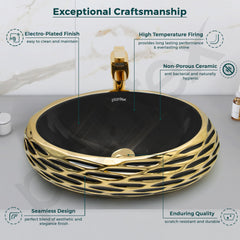 Plantex Table Top Wash Basin For Bathroom/Designer Ceramic Basin/Countertop Vessel Sink Basin - Indo-European Collection (EQTT-594, 23 x 16 x 7 Inch)-2