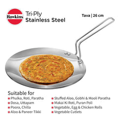 Hawkins Tri-Ply Stainless Steel Tava 26 cm, 3.5mm Induction Compatible