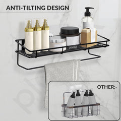 Plantex Bathroom Organizer Without Drill/GI Steel Multipurpose Bathroom Shelf/Wall Mounted Storage Rack/Towel Holder/Self Adhesive Bathroom Shelf- Wall Mount (Black)-5