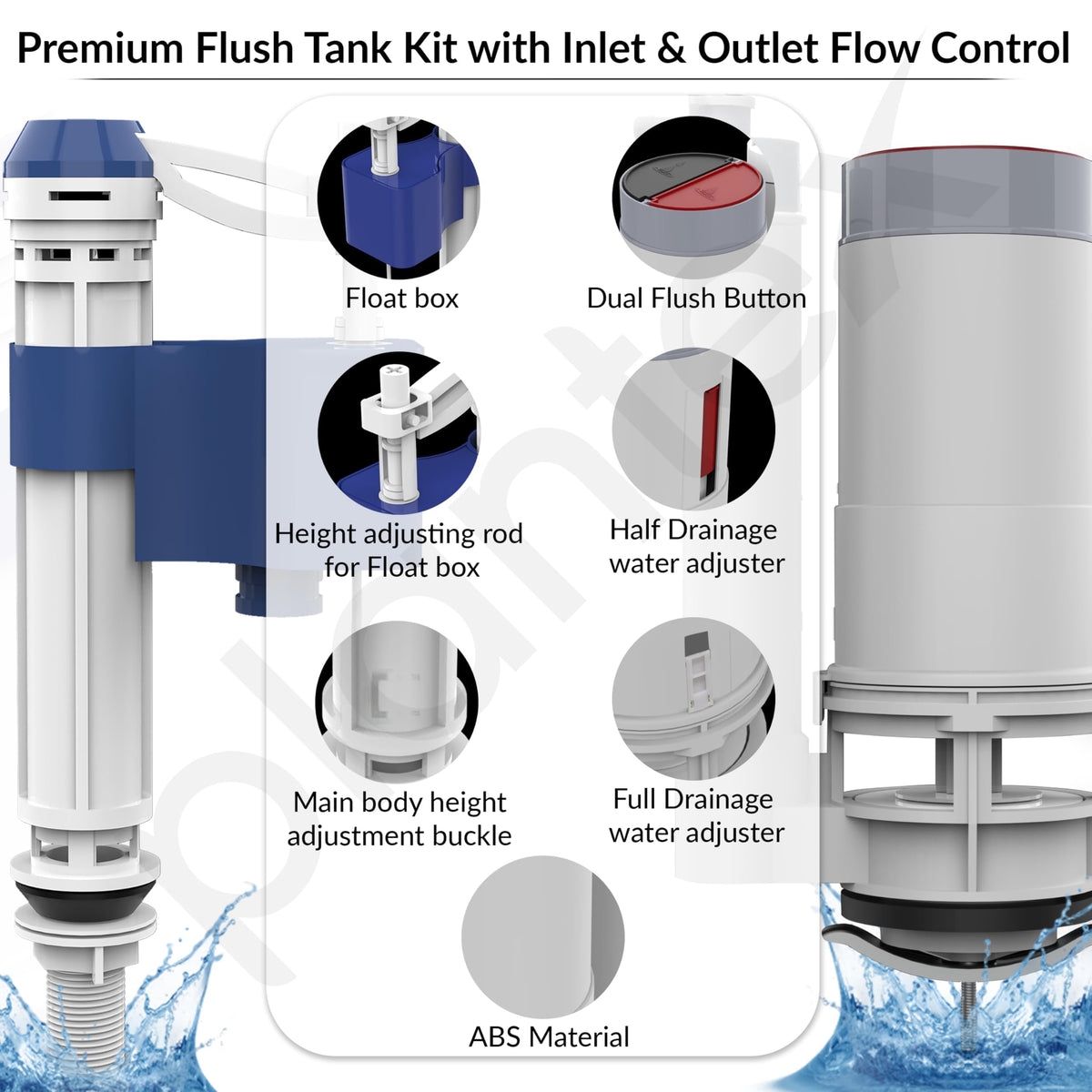 Plantex 10 Inch Ball Cocke for Flush Tank/Dual Siphon Flush Valve/Water-Saving Toilet Repair Kit for One Piece Toilet/Cistern Flush Tank Kit - (Set of 1)-4