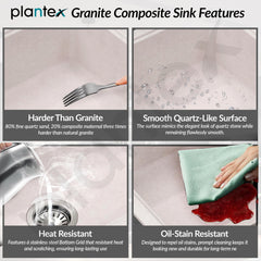Plantex Undermount Sink for Kitchen/Quartz Acrylic Kitchen Sink with 10 Years Warranty by Plantex/Granite Single Bowl Sinks with Coupling (Rayon 32x20 Inches)-3