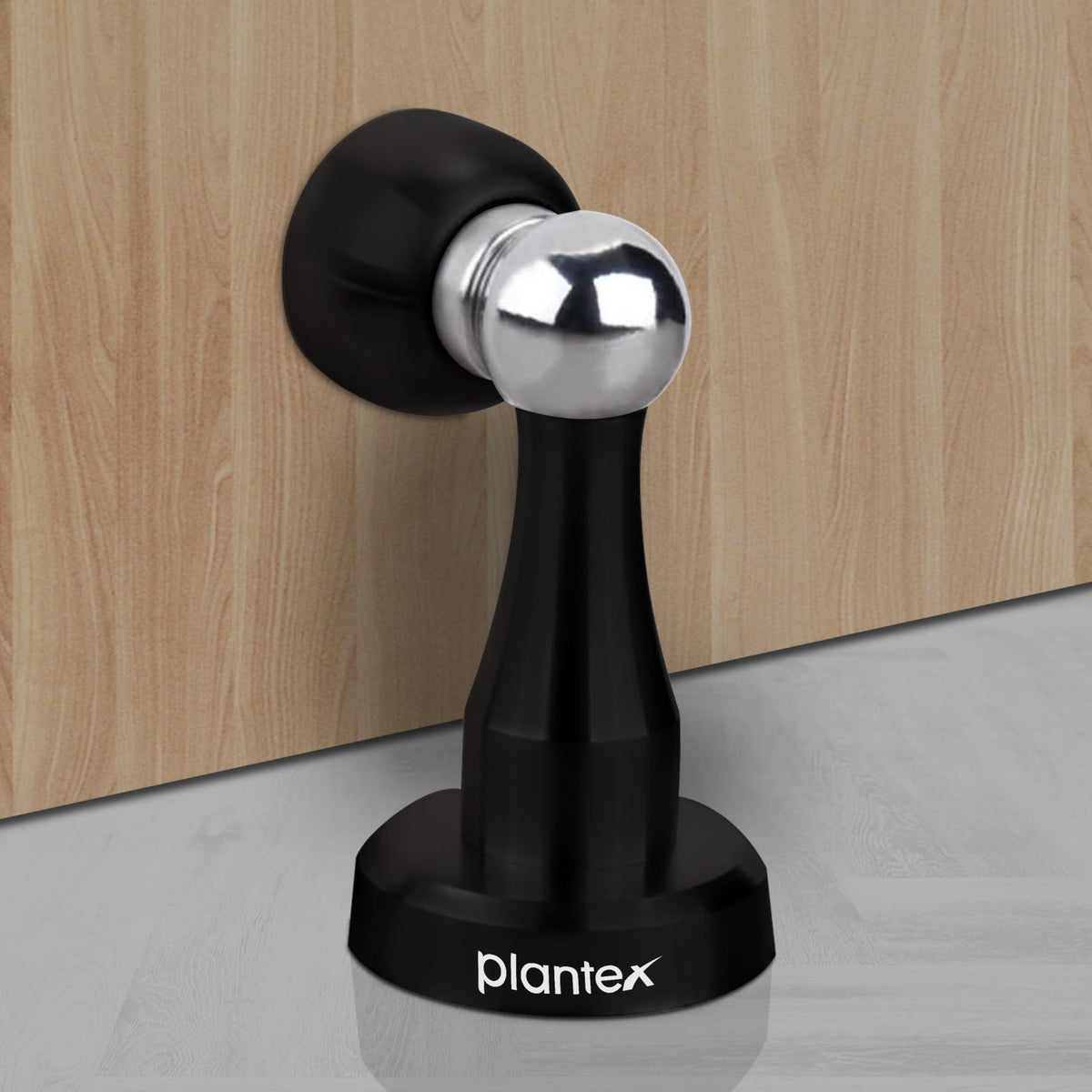 Plantex Stainless Steel 360 Degree 4 inch Door Magnet Stopper for Home/Office/Hotel Wall and Floor Mounted Soft-Catcher to Hold Wooden/Glass/PVC Door Stops - Pack of 2 (Black Finish)-2