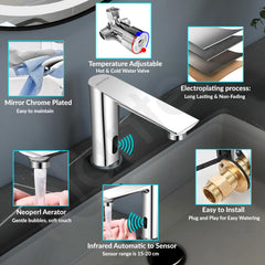 Plantex Brass Sensor Tap for Basin with Brass/Touchless Bathroom Faucet/Electronic Pillar Tap for Wash Basin-(Chrome)-5
