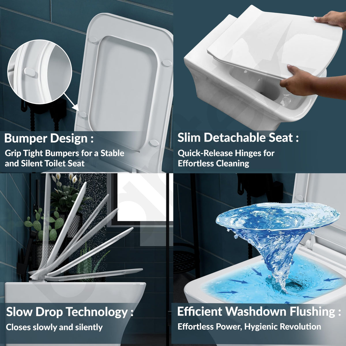 Plantex Platinum Ceramic Commode/Rim Washdown Westen Commode/One Piece Floor Mounted Commode with Soft Close Toilet Seat Cover- S Trap Outlet - (White)-5