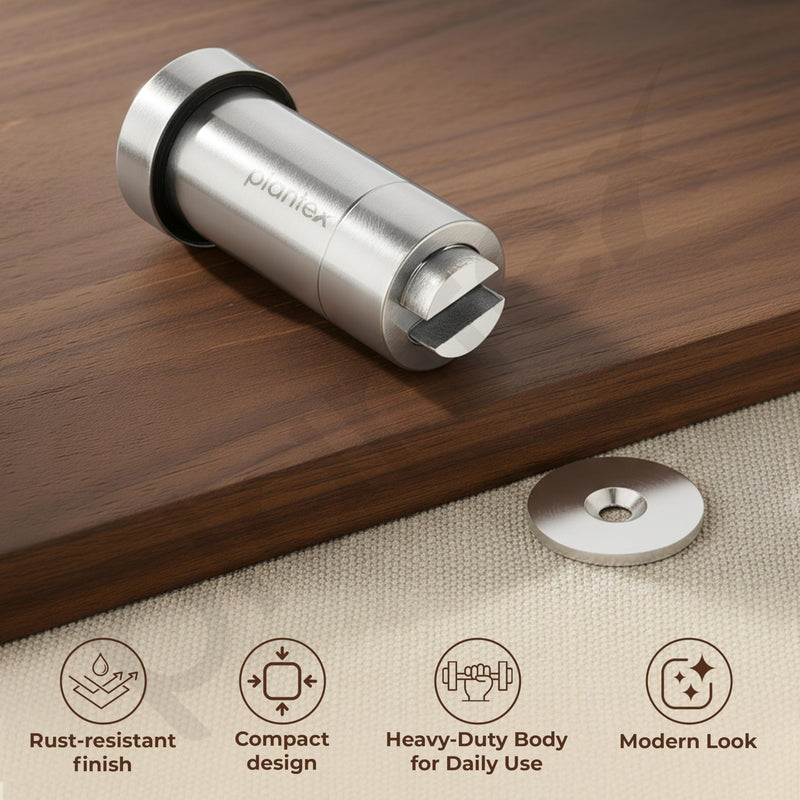 Plantex Stainless Steel Wall-Mounted Magnetic Door Stopper/Door Catcher for Wooden Door/Stops for Door - Pack of 6 (Matt)-4
