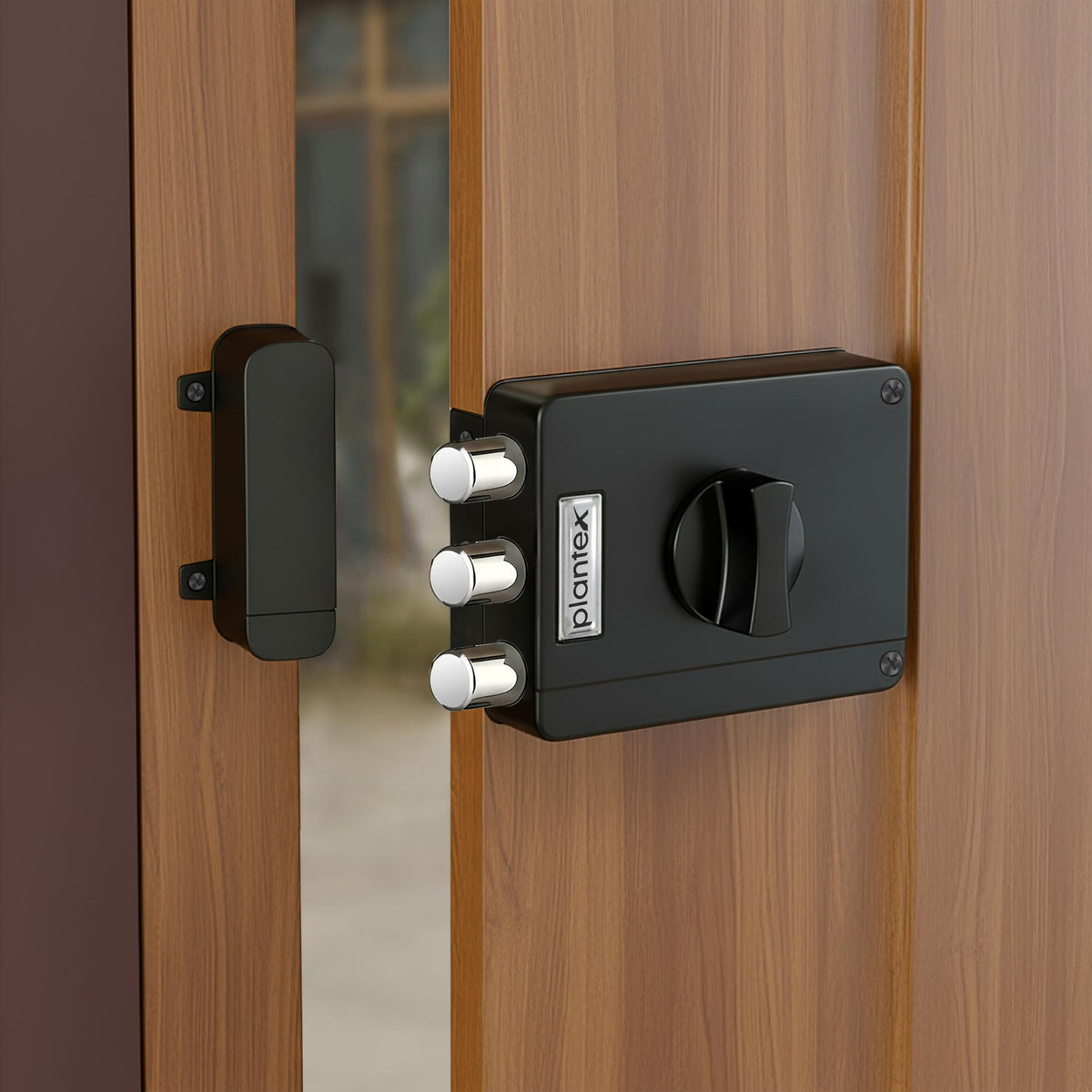 Plantex Brass Tri-Bolt Lock for Main Door/Heavy Duty Door Lock with 4 Keys/Suitable On Single Door for Home/Office/Hotel - Pack of 1 (Z-Black) (Model APS-TB-1384)