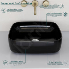Plantex Premium Ceramic Tabletop Washbasin/Black Countertop Wash Basin/Tabletop Basin for Bathroom/Small Wash Basin (16 x 16 x 5 Inch)-3