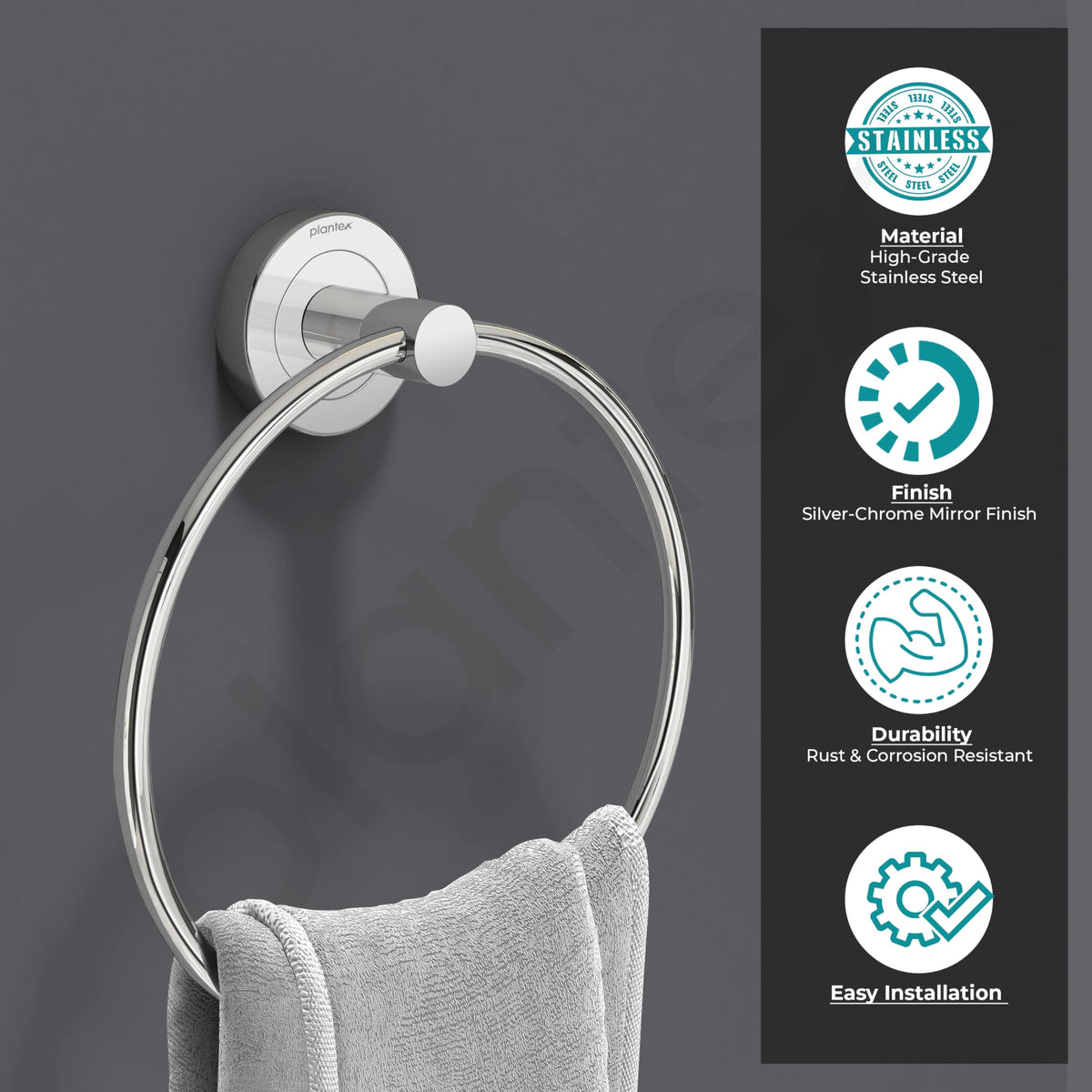 Plantex Stainless Steel Kitchen Towel Hanger/Napkin Holder for Washbasin/Towel Holder for Bathroom (Pack of 3)-5