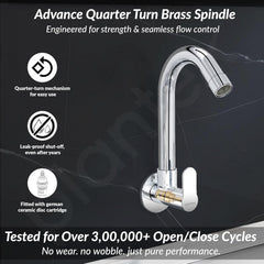 Plantex Pure Brass Sink Tap for Kitchen Basin/Swan Neck Sink Tap for Wash Basin/360 Swivel spout with Water Saving Nozzle Nal Taps - Pack of 1 (Chrome)-5