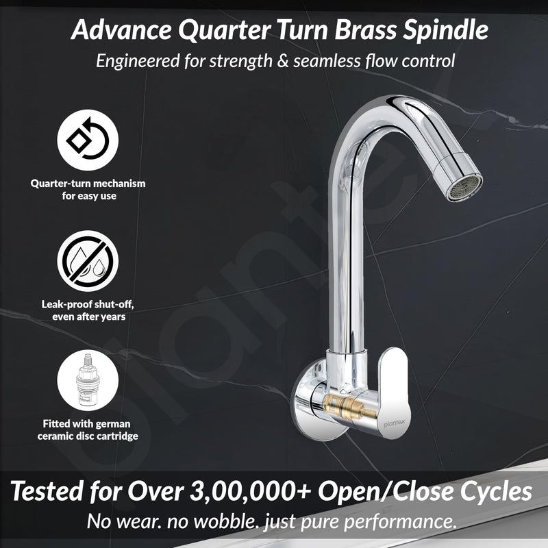Plantex Pure Brass Sink Tap for Kitchen Basin/Swan Neck Sink Tap for Wash Basin/360 Swivel spout with Water Saving Nozzle Nal Taps - Pack of 1 (Chrome)-5