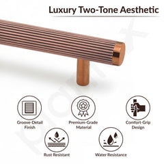 Plantex Stainless Steel & Aluminium Cabinet Handle/160mm Wardrobe Handle for Home/Cupboard Door Pull-Push Handles for Office - Pack of 1 (Rose Gold)-2