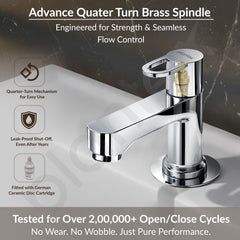 Plantex Pillar Cock Water Tap/Pure Brass Pillar Cock for Wash Basin with Teflon Tape/Single Lever Tabletop Basin Tap - (Flip, Chrome)-3