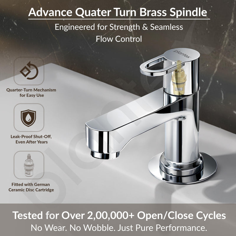 Plantex Pillar Cock Water Tap/Pure Brass Pillar Cock for Wash Basin with Teflon Tape/Single Lever Tabletop Basin Tap - (Flip, Chrome)-3