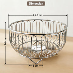 Plantex Stainless Steel Fruit Basket for Dining Table/Onion Potato Rack for Kitchen/Wired Fruit Bowl for Countertop Storage Chrome Finish-2