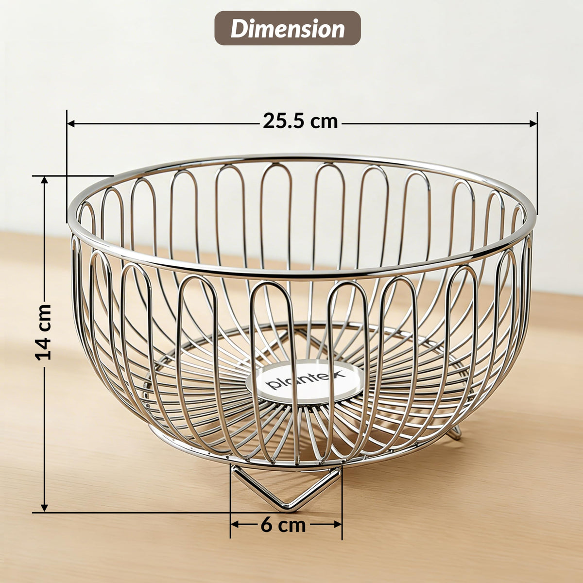 Plantex Stainless Steel Fruit Basket for Dining Table/Onion Potato Rack for Kitchen/Wired Fruit Bowl for Countertop Storage Chrome Finish-2