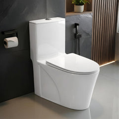 Plantex Platinum Ceramic Rimless Western Commode/One Piece Floor Mounted Commode/Siphonic Vaccum Flush Toilet with Soft Close Toilet Seat Cover - S Trap Outlet (White)-1