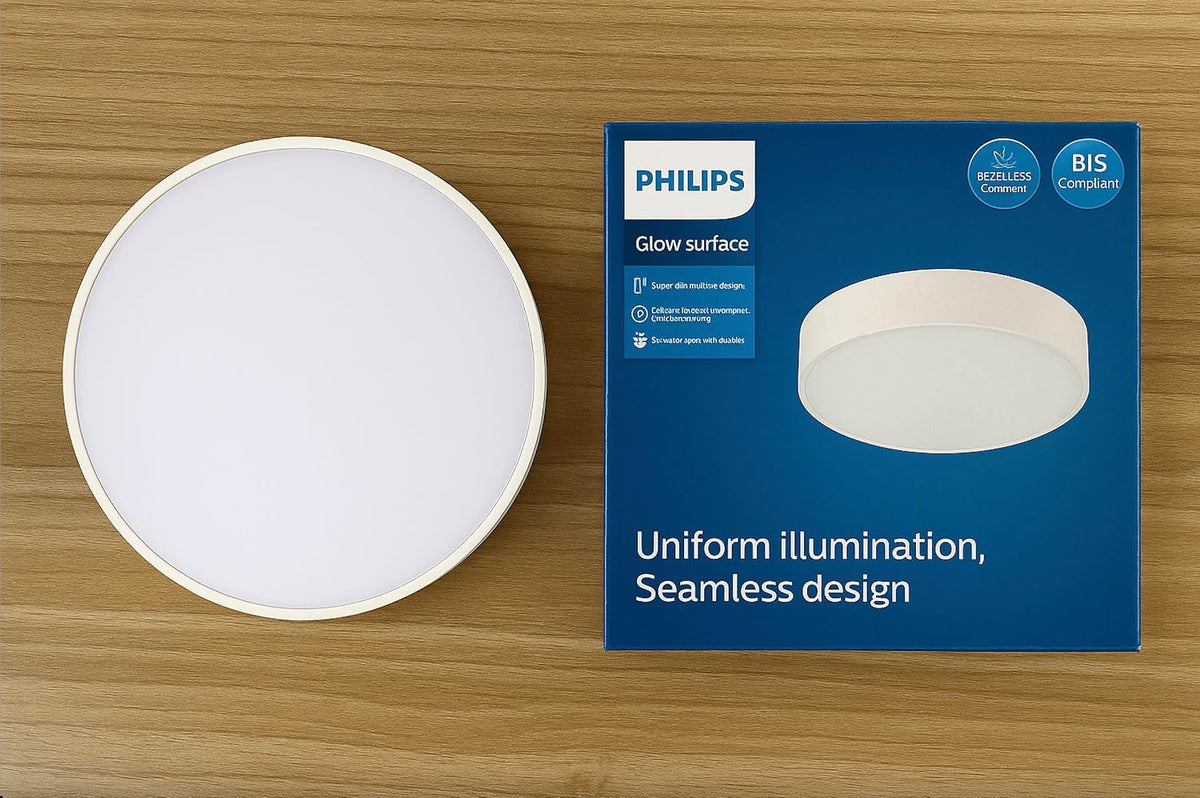 Philips LED Glow Surface Downlight Metal Body, Trim Less Sleek and Energy-efficient Surface Mount Light (6500k - Cool White, B0FLQC9VJ9)