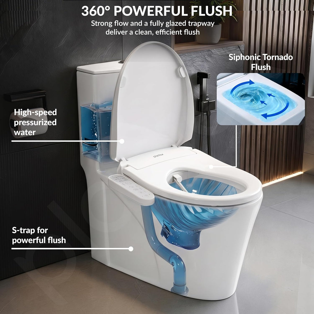 Plantex Smart Commode for Toilet/One Piece Commode with Smart Toilet Seat/Floor Mount Toilet - S Trap (White)-5