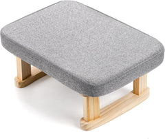 Small Footstool Ottoman, Rectangle Fabric Foot Stool Rest with Wooden Legs and Non-Slip Soft Padding, for Couch