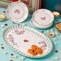Magique by The Wishing Chair x ClayCraft : Portrait of a Rose - Glow Giftbox | Set of 2 Bowls & Platter | Dishwasher Safe | Festive Gifting | GiftBox Packaging