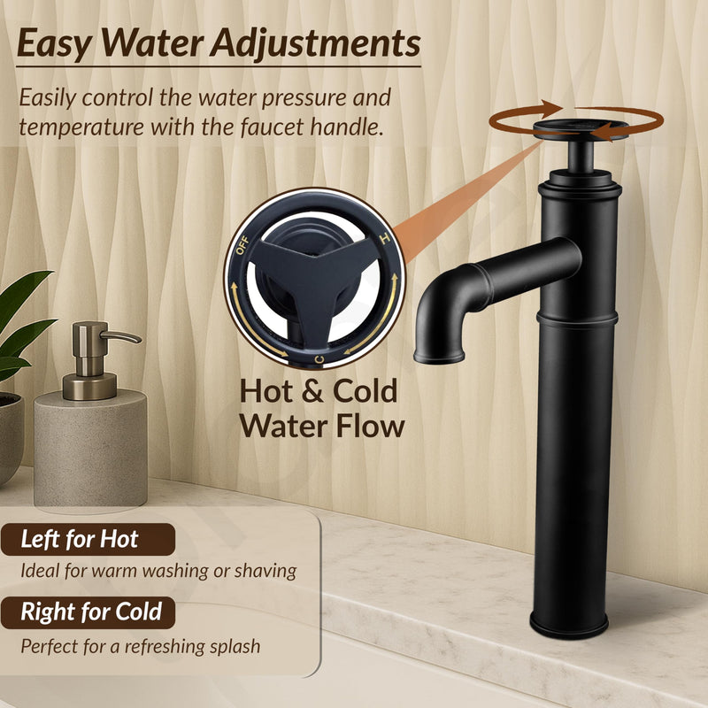 Plantex Brass Basin Mixer Tap Hot and Cold/Single Lever Tap for Wash Basin-(Matt Black Finish)-4