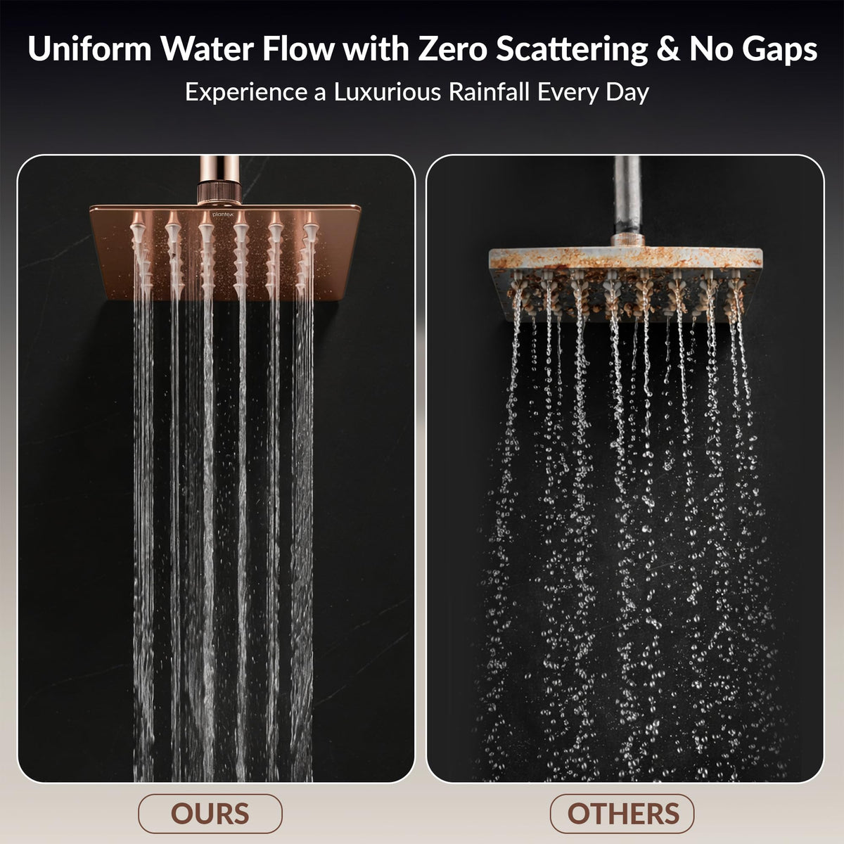 Plantex Stainless Steel Overhead Shower 4 x 4 inch with Water-Saving Technology/High pressure Rain Shower Head without Arm/Bathroom Shower -(Ultra Slim-PVD Rose Gold)-4