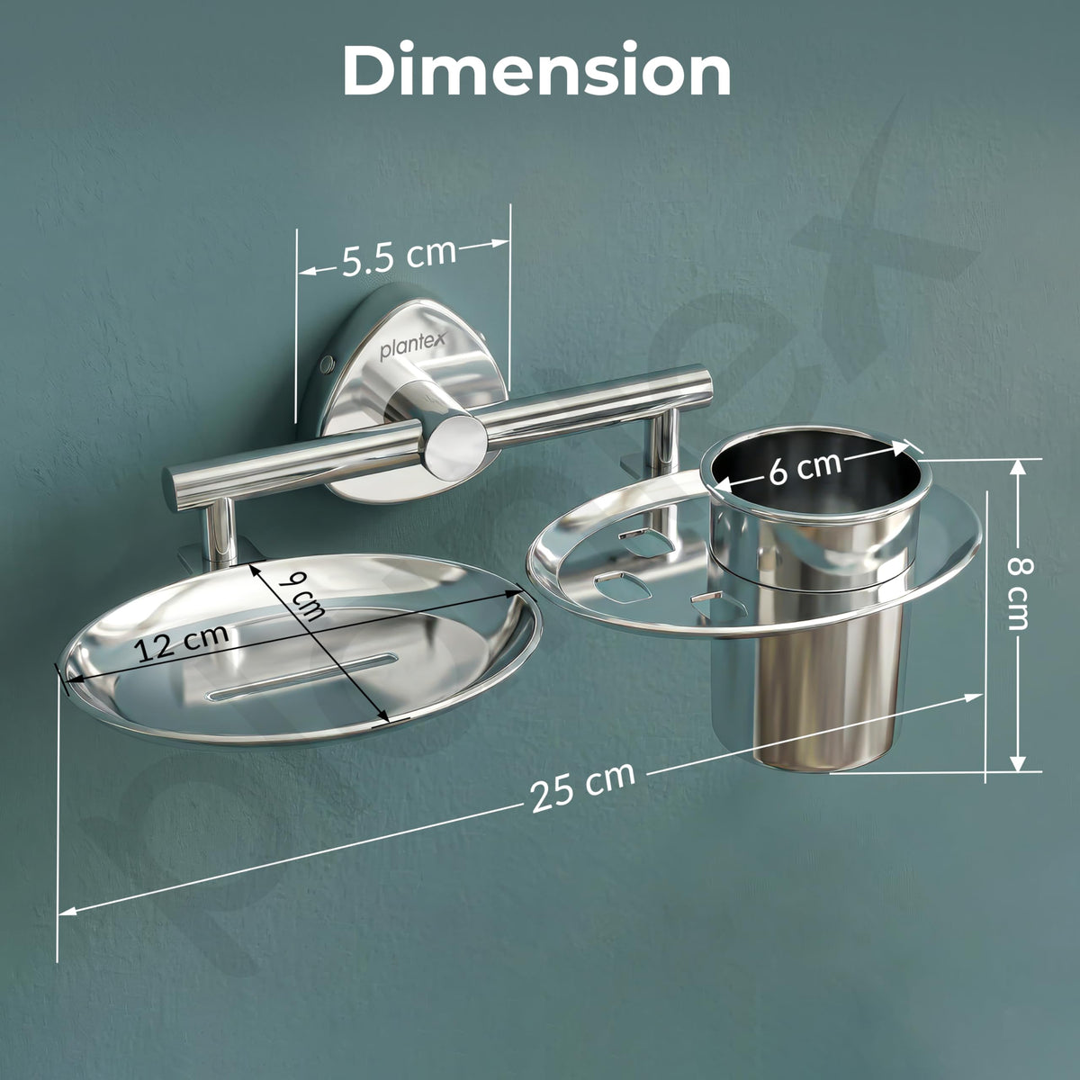 Plantex J4 Stainless Steel Soap Dish with Tumbler Holder/Soap and Brush Holder for Bathrooom/2 in 1 Soap Holder with Toothbrush Holder/Bathroom Accessories (Chrome Finish) Angel-3