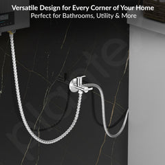 Plantex AQ-1408 Pure Brass 2-Way Angle Valve Tap/Angle Cock for Bathroom/Stop Cock With Brass Wall Flange & Teflon Tape (Mirror-Chrome Finish)-6
