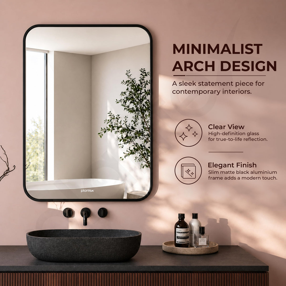 Plantex Aluminium Frame Mirror for Wall/Rectangle Wall Mount Mirror for Bedroom/Dressing Room/Living Room/Entryway - (18x24 Inch-Black)-4