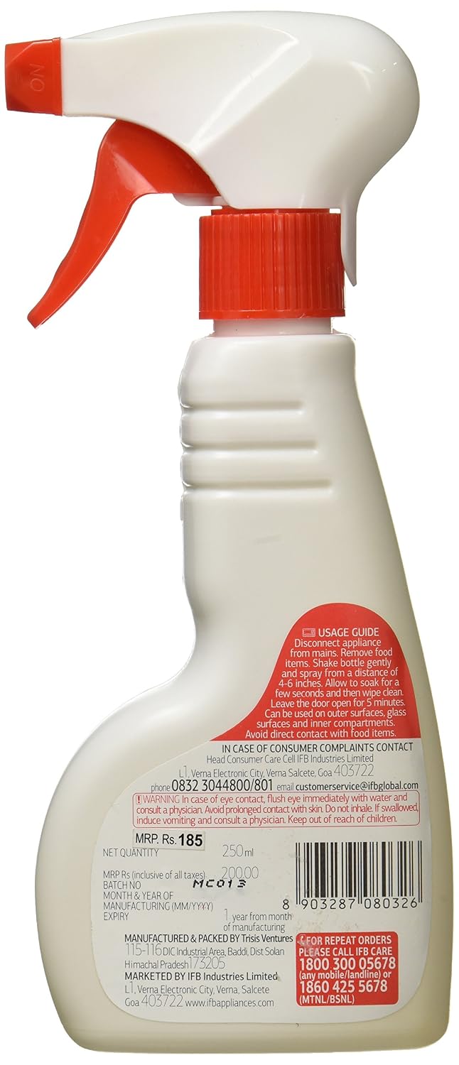 IFB Essentials MicroClean Kitchen Appliance Cleaner Spray | 250 ml | Removes Grease & Stains | Scratch-Free Deep Cleanin