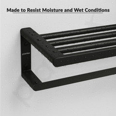 Plantex Space Aluminium Towel Rack with Fix Towel Rod/Towel Bar/Towel Hanger/Towel Stand for Bathroom/Bathroom Accessories (Black)-4