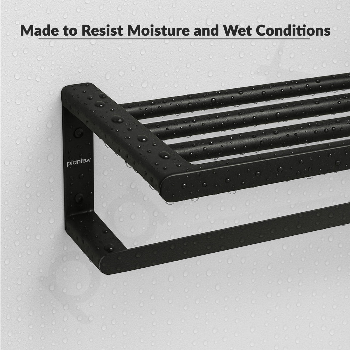 Plantex Space Aluminium Towel Rack with Fix Towel Rod/Towel Bar/Towel Hanger/Towel Stand for Bathroom/Bathroom Accessories (Black)-4