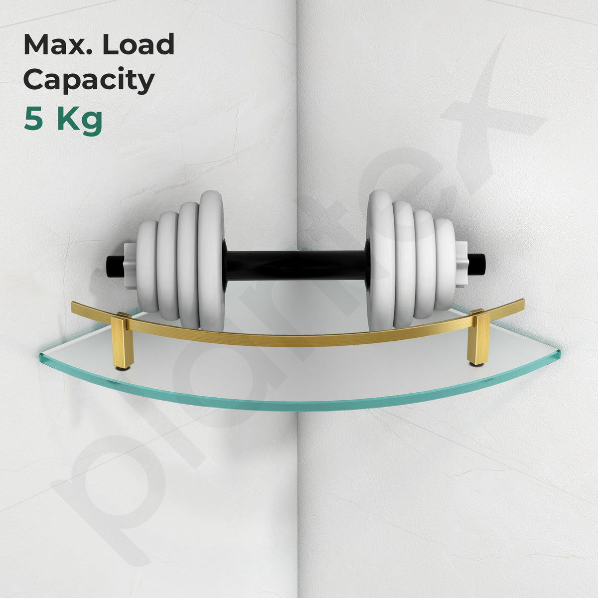 Plantex Frosted Glass Corner Shelf for Bathroom/Kitchen Glass Shelf with Brass Railings and Brackets/Bathroom Corner Shelf (Brass Antique- 9x9 Inches - Pack of 1)-6