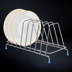 Plantex Stainless Steel Plate Rack/8 Slot Plate Stand for Kitchen Cabinet/6-Inches Dish Rack with Anti-Skid Cap Coated Leg(Pack of 1, Size-6 Inches, Slot-8), 13.5x35.5x17 cm-5