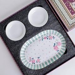 Magique by The Wishing Chair x ClayCraft : Portrait of a Rose - Glow Giftbox | Set of 2 Bowls & Platter | Dishwasher Safe | Festive Gifting | GiftBox Packaging