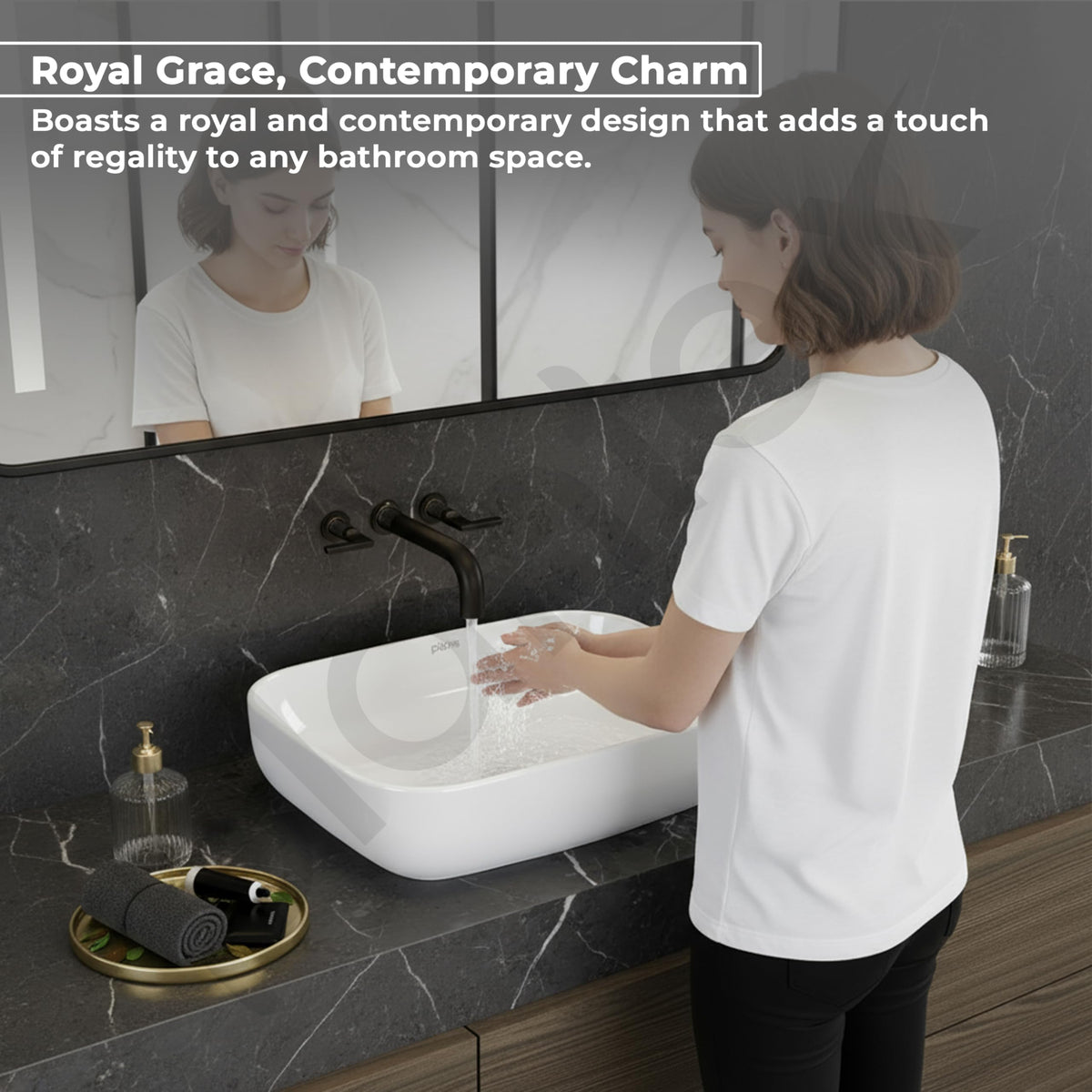 Plantex Platinum Ceramic Table Top Wash Basin with 10 Years Glaze Warranty/Countertop Basin for Bathroom/Small Washbasin (White - 18 x 13 x 5 Inch)-4