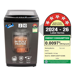 Midea 9 Kg 5 Star, Self Clean Drum Technology, Fully Automatic Top Load Washing Machine with Inbuilt Heater, 10 Wash Programs (MWMTL090FP1GHMB, Metal Body Mid Black)