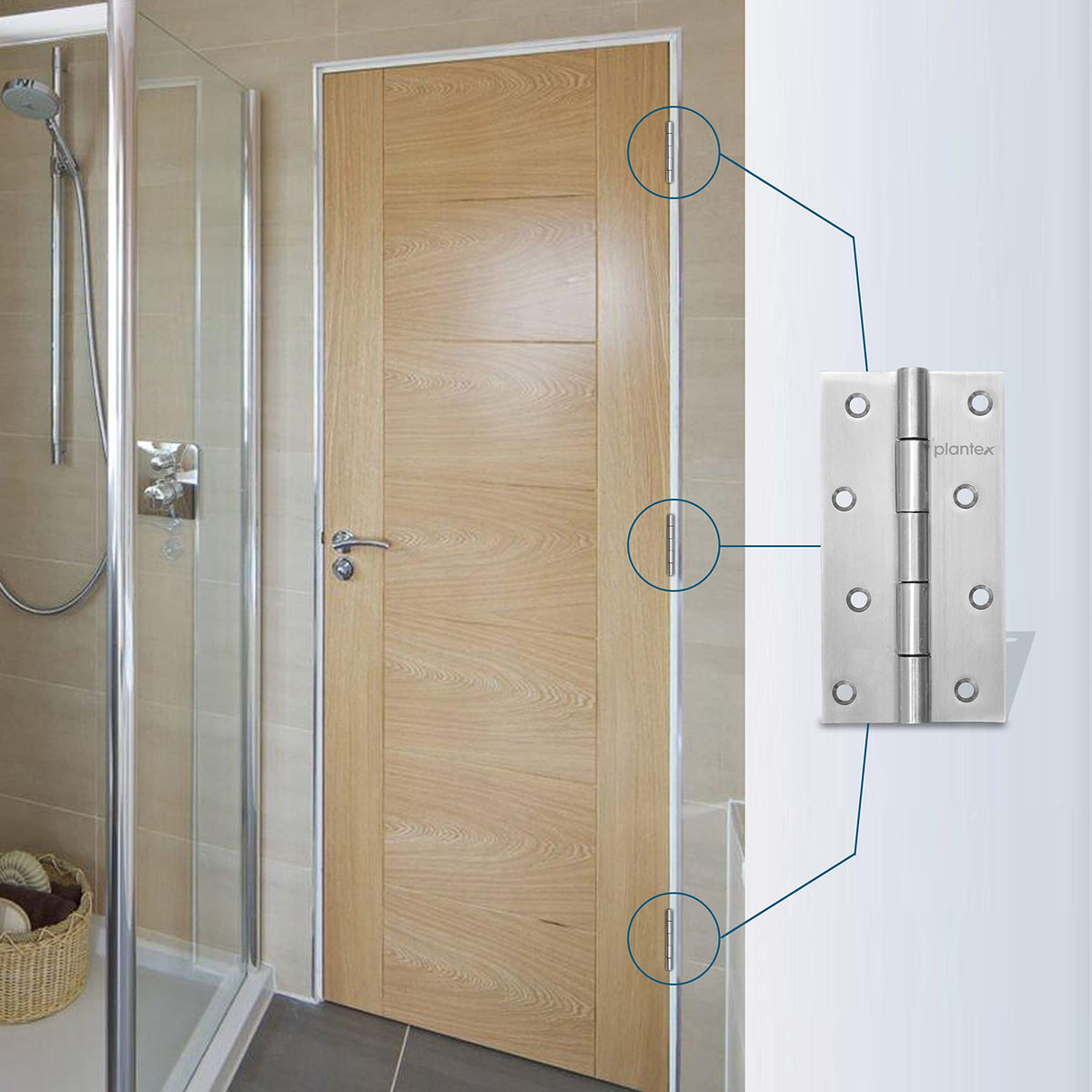 Plantex Stainless Steel Door Butt Hinges 4 inch x 14 Gauge/1.8 mm Thickness Home/Office/Hotel/Hinges for Main Door/Kabja/Soft Close Hinge for Bedroom/Kitchen/Bathroom - Pack of 24 (Satin Matt)-5