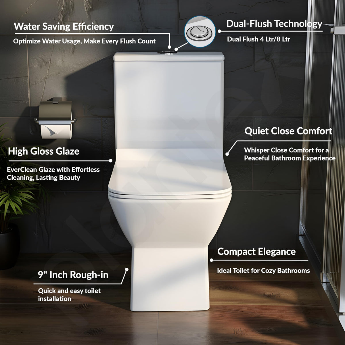 Plantex Siphonic Flush System Rimless Ceramic Commode/S Trap Western Toilet with Siphonic Vacuum Flush/One Piece Western Commode with Soft Close Toilet Seat - (White)-2