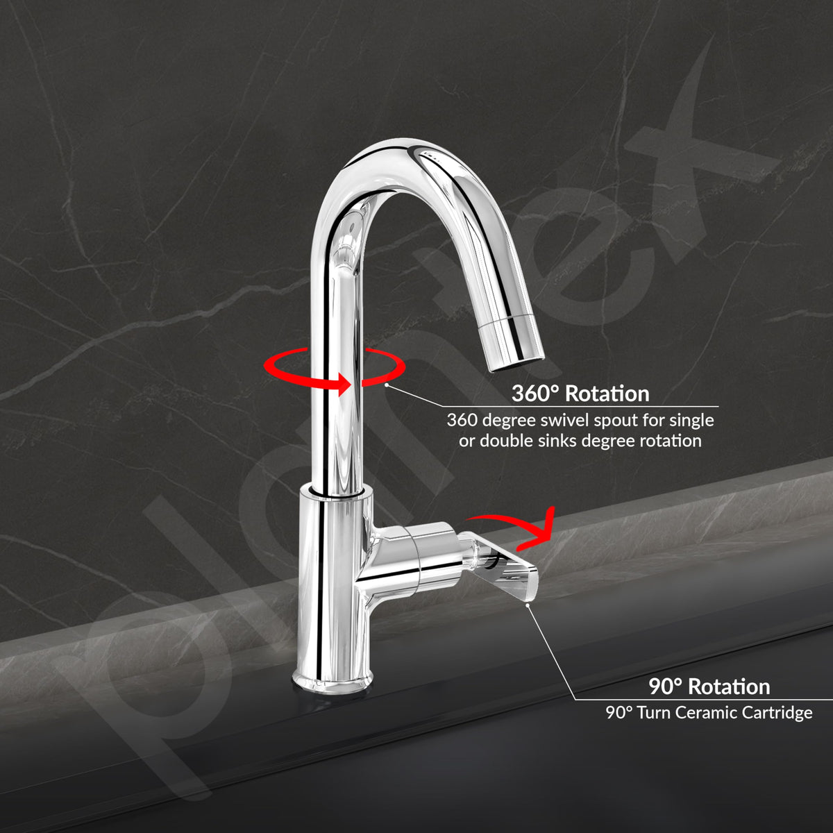 Plantex Pure Brass Kitchen Sink Tap Faucet/Deck Mounted 360 Degree Rotating Tap for Kitchen Sink/Water Saving Aerator- 7 Year Warranty (BAL-512 -Chrome Finish)-5