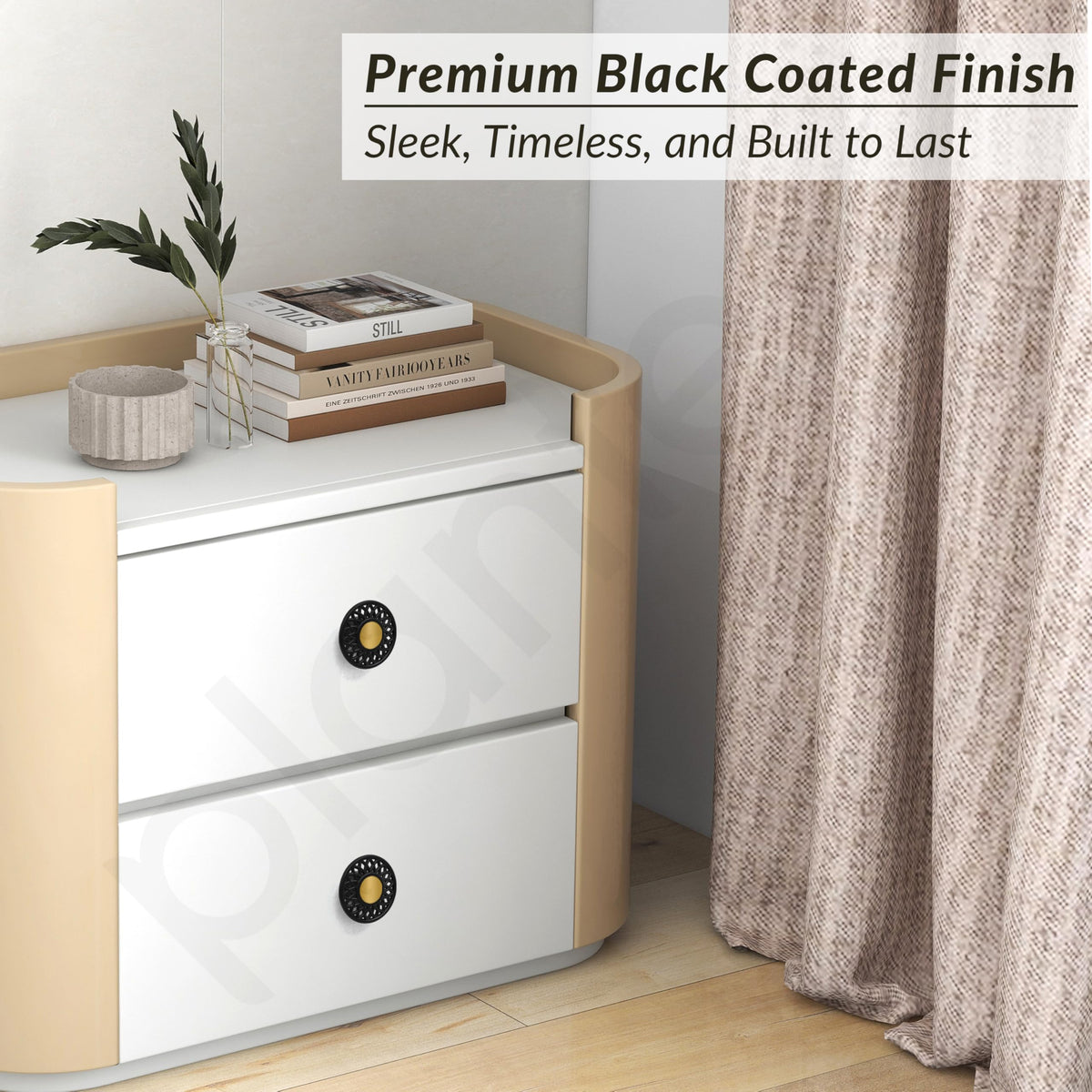 Plantex Knobs for Drawer/Cabinet Knob/Round Drawer Knobs/Pull-Push Knob for Kitchen/Bedroom/Drawers - Pack of 2 (Black)-4