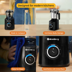 Atomberg Zenova Mixer Grinder | Unique Coarse Mode for Silbatta-like Texture | Intelligent BLDC Motor | Safety Features | 4 Jars including Chopper | Hands-Free Operation (Black)