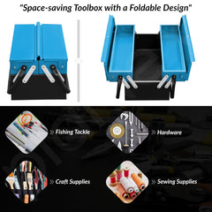 Plantex 18 Inch Metal Tool Box/Empty Tool Kit Box With Large Capacity & Strong Handle/3 Layer Compartment Tools Box for Home Use/Tool Organizer for Essential Tools - (Blue & Black)-6