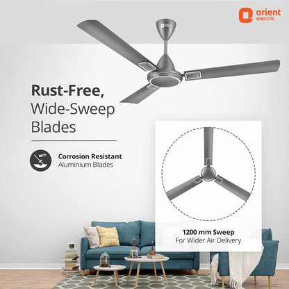 Orient Electric 1200 mm Falcon 425 Deco Ceiling Fan (Day Tone Grey)