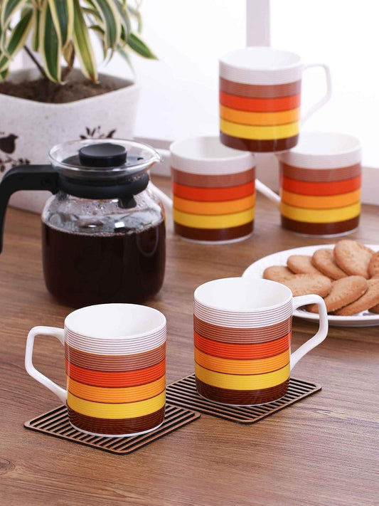 Clay Craft Fine Ceramic Printed Coffee/Tea Mug Set of 6 - 180 ml each