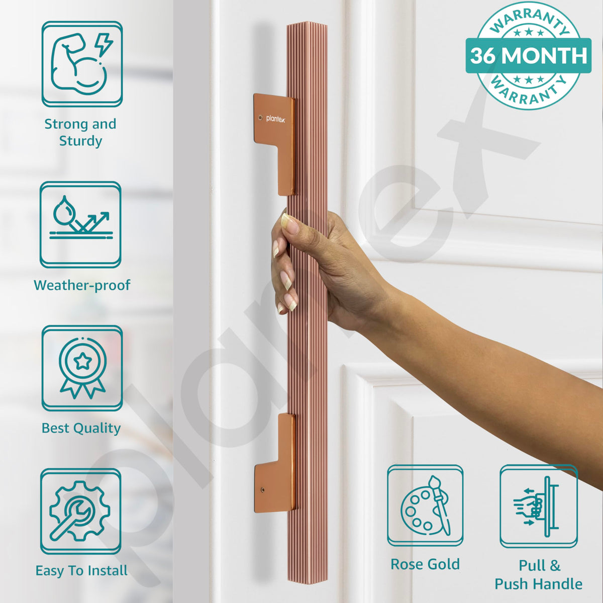 Plantex Door Handle/17 Inch Main Door Handle/Handle for Wooden Door/Pull-Push Door Handle/Door Accessories (Pack of 1, Rose Gold)