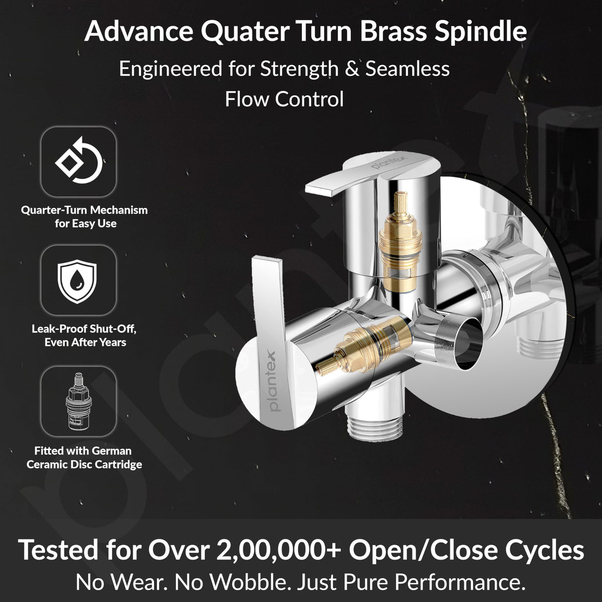 Plantex AQ-1408 Pure Brass 2-Way Angle Valve Tap/Angle Cock for Bathroom/Stop Cock With Brass Wall Flange & Teflon Tape (Mirror-Chrome Finish)-3