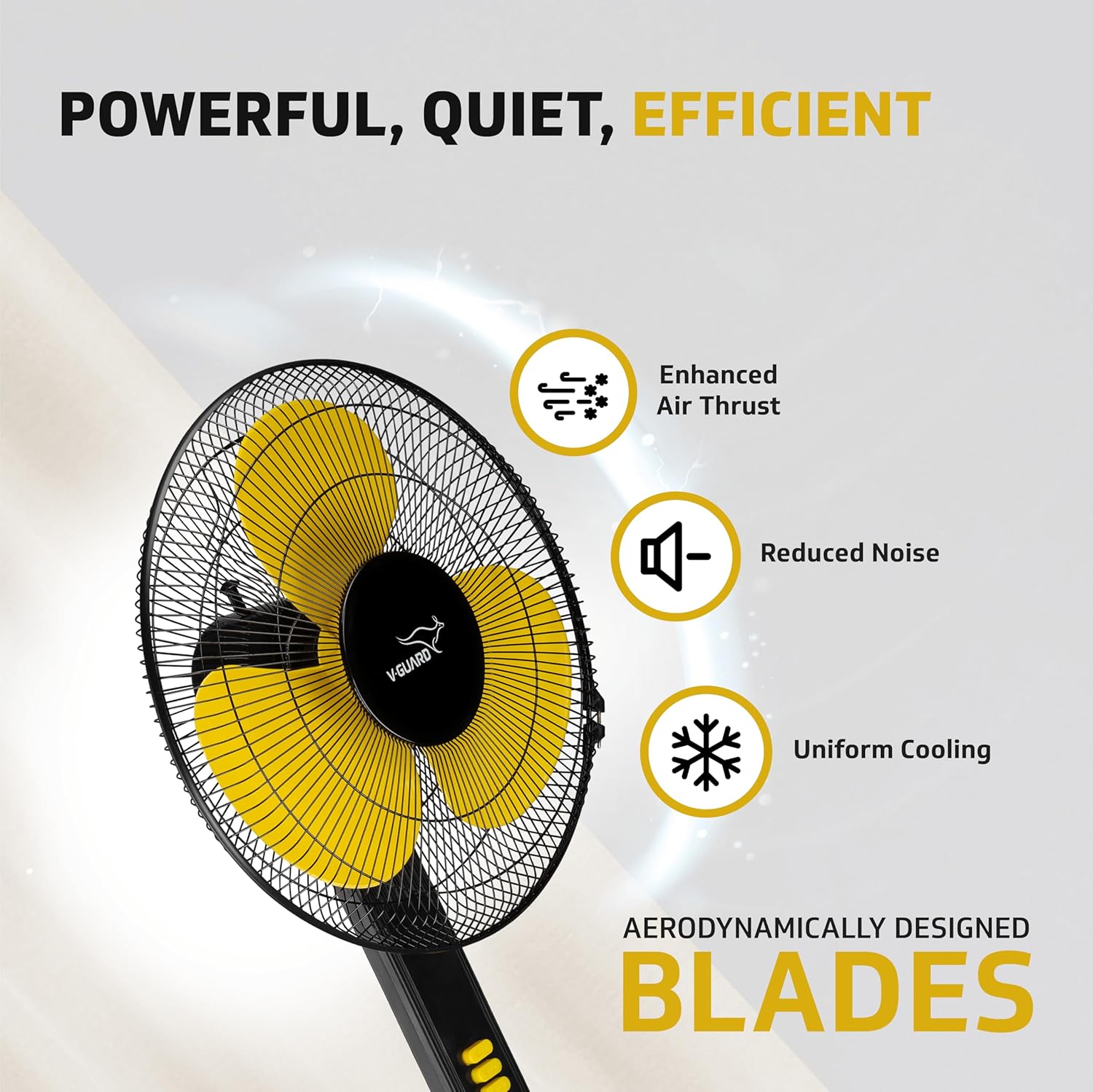 V-Guard Esfera STS Plus Neo Pedestal Cum Table Fan | Versatile 2-In-1 Operation | 1350 RPM Motor | Customisable Tilt And Oscillation Control | Yellow Black | 40 cm (400mm)
