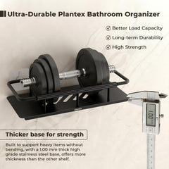 Plantex Self Adhesive Bathroom Shelf/Stainless Steel Bathroom Shelf Rack/Wall Shelf for Bathroom/Bathroom Organiser Without Drill/Bathroom Accessories Set- Pack of 1 (12x5 inches, Black)-4