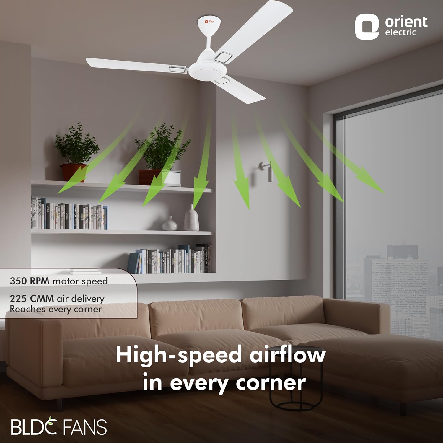 Orient Electric 1200 mm I Falcon Deco | BLDC ceiling fan with Remote| Decorative ceiling fan with stylish trims | Saves up to 50% on electricity bills | 3-year warranty by Orient | White
